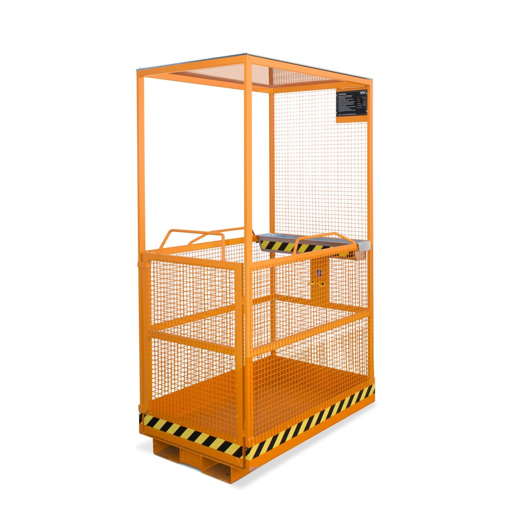 Produktabbildung: Bauer® Arbeitskorb Premium mit Dach, Ausführung AT, längs, TK 300 kg