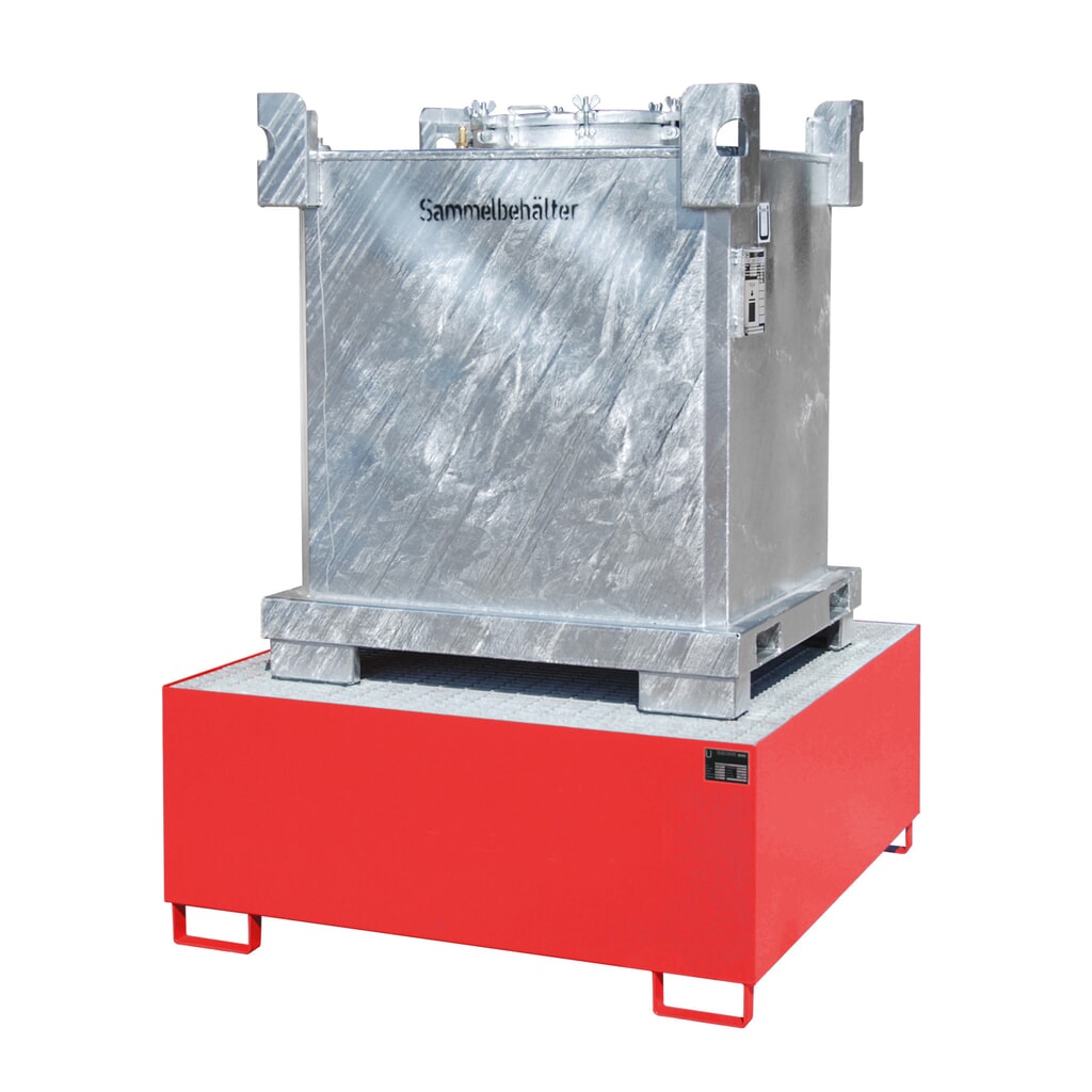 Bauer® Auffangwanne aus Stahl für 1x KTC/IBC, feuerrot Produktabbildung: Bauer® Auffangwanne aus Stahl für 1x KTC/IBC, feuerrot
