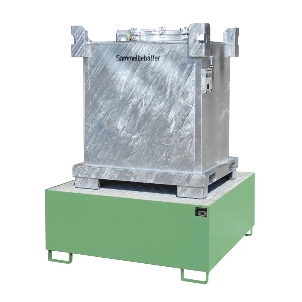 Produktabbildung: Bauer® Auffangwanne aus Stahl für 1x KTC/IBC, resedagrün