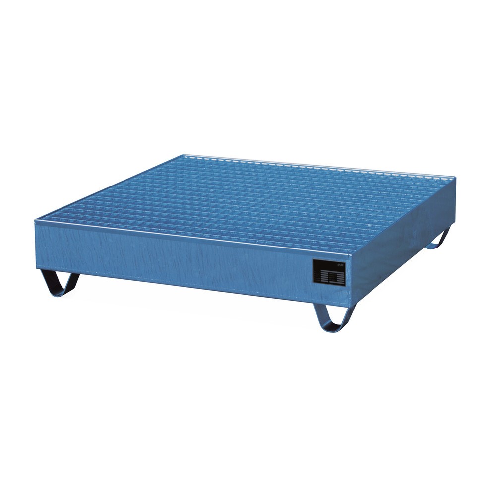 Produktabbildung: Bauer® Auffangwanne aus Stahl, inkl. Gitterrost, 1x 200 l, Auffangvolumen 222 l, lichtblau