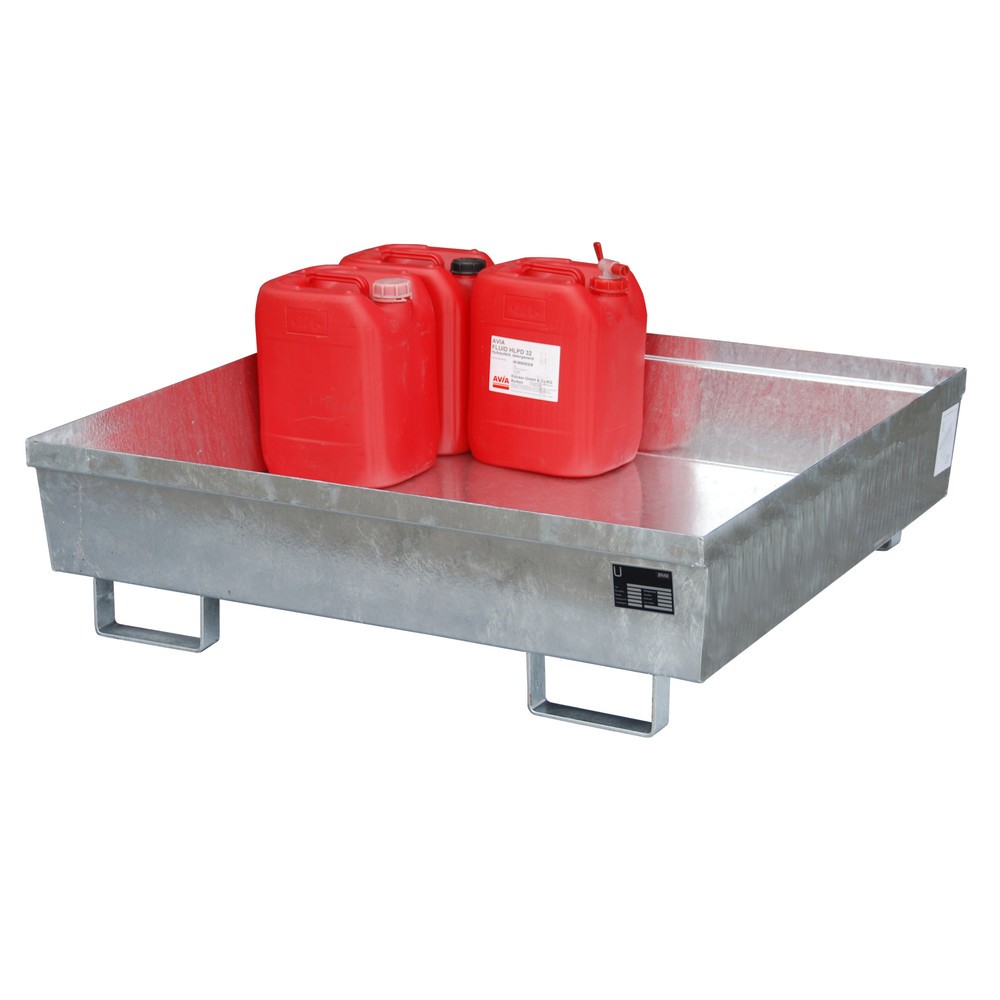 Produktabbildung: Bauer® Auffangwanne aus Stahl, HxBxT 335 x 1.200 x 1.200 mm, ohne Gitterrost, feuerverzinkt