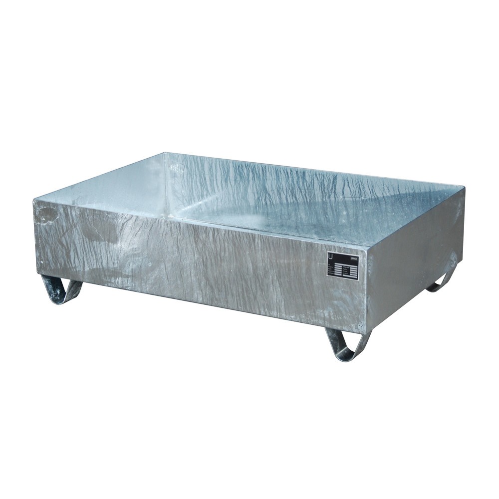Produktabbildung: Bauer® Auffangwanne aus Stahl, HxBxT 360 x 800 x 1.200 mm, ohne Gitterrost, 2x 200 l, feuerverzinkt