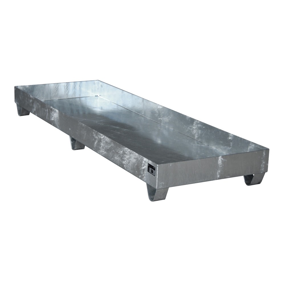 Produktabbildung: Bauer® Auffangwanne aus Stahl, HxBxT 250 x 800 x 2.400 mm, ohne Gitterrost, 4x 200 l, feuerverzinkt
