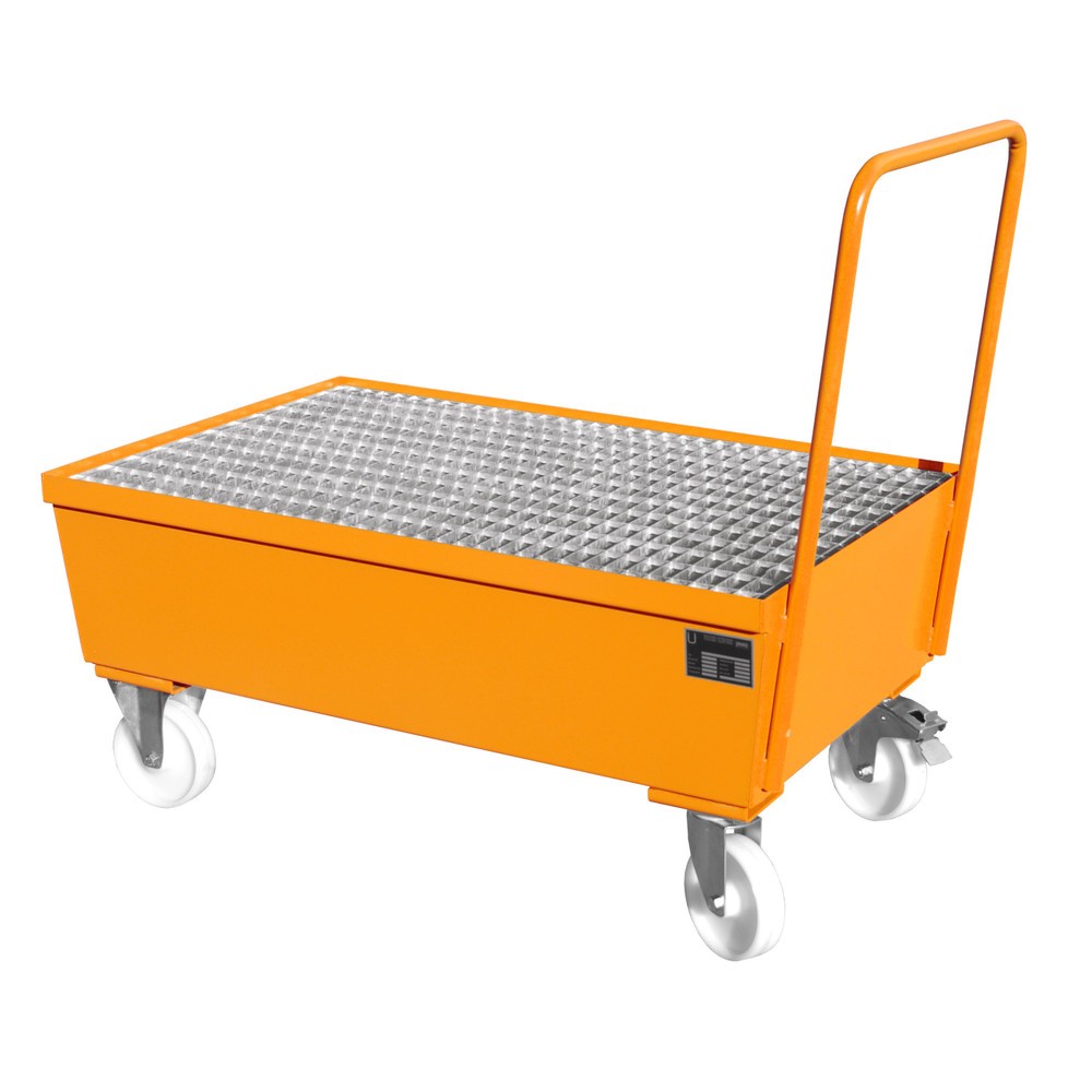 Produktabbildung: Bauer® Auffangwanne, fahrbar, 2x 200 l stehend, Auffangvolumen 225 l, gelborange