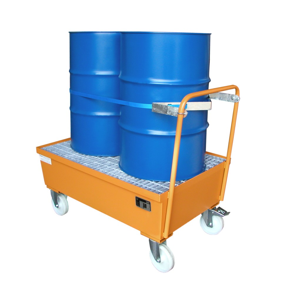 Produktabbildung Nr. 2: Bauer® Auffangwanne, fahrbar, 2x 200 l stehend, Auffangvolumen 225 l, gelborange