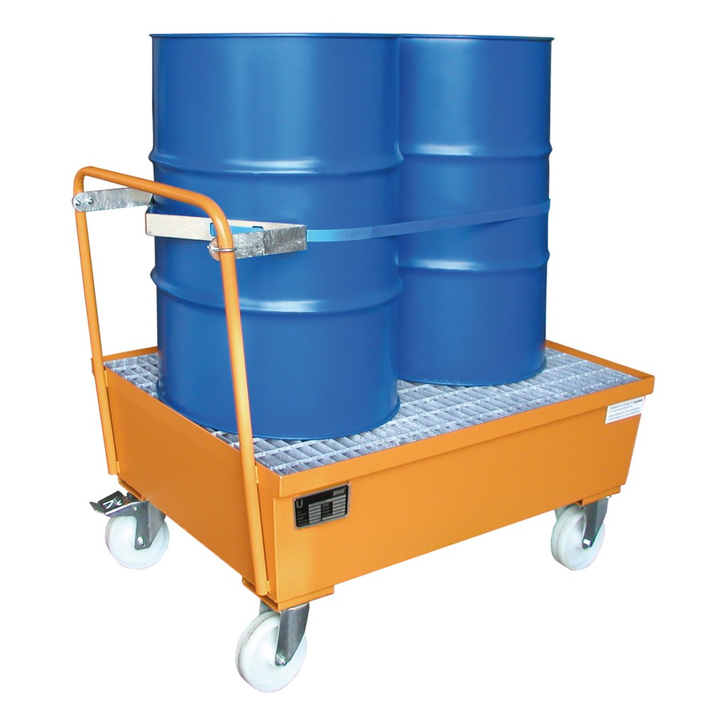 Produktabbildung Nr. 3: Bauer® Auffangwanne, fahrbar, 2x 200 l stehend, Auffangvolumen 225 l, gelborange