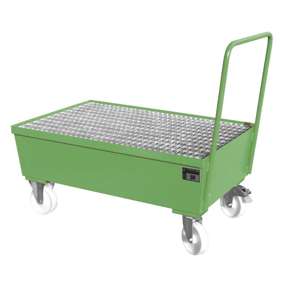 Produktabbildung Nr. 2: Bauer® Auffangwanne, fahrbar, 2x 200 l stehend, Auffangvolumen 225 l, resedagrün