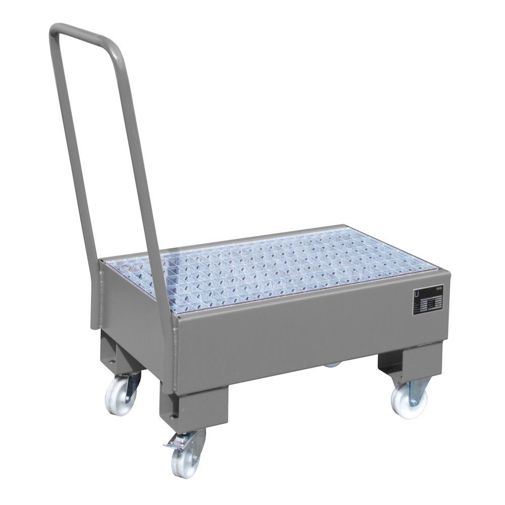 Produktabbildung Nr. 1: Bauer® Auffangwanne, fahrbar, 2x 60 l stehend, Auffangvolumen 61 l, mausgrau