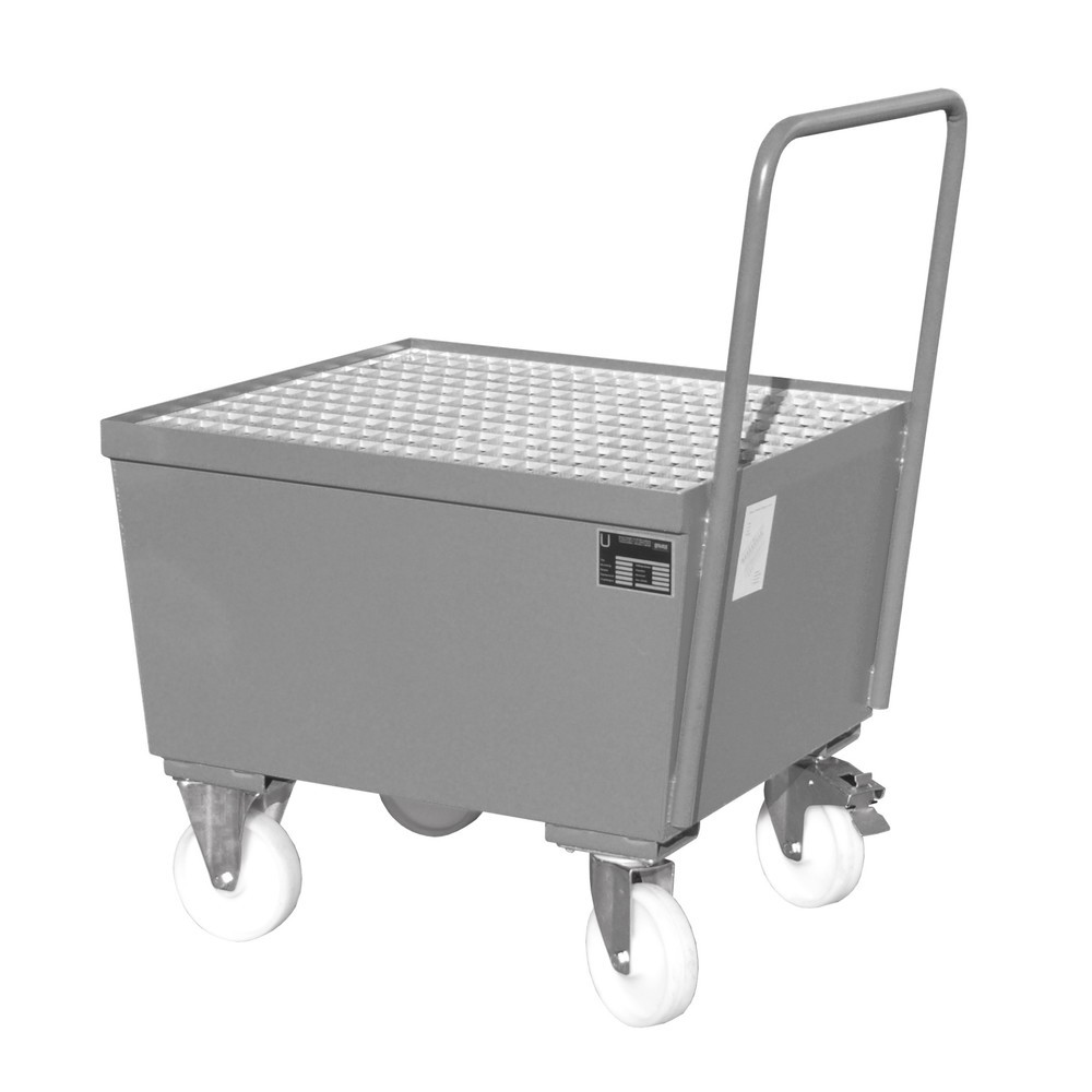 Produktabbildung: Bauer® Auffangwanne, fahrbar, 1x 200 l stehend, Auffangvolumen 215 l, mausgrau