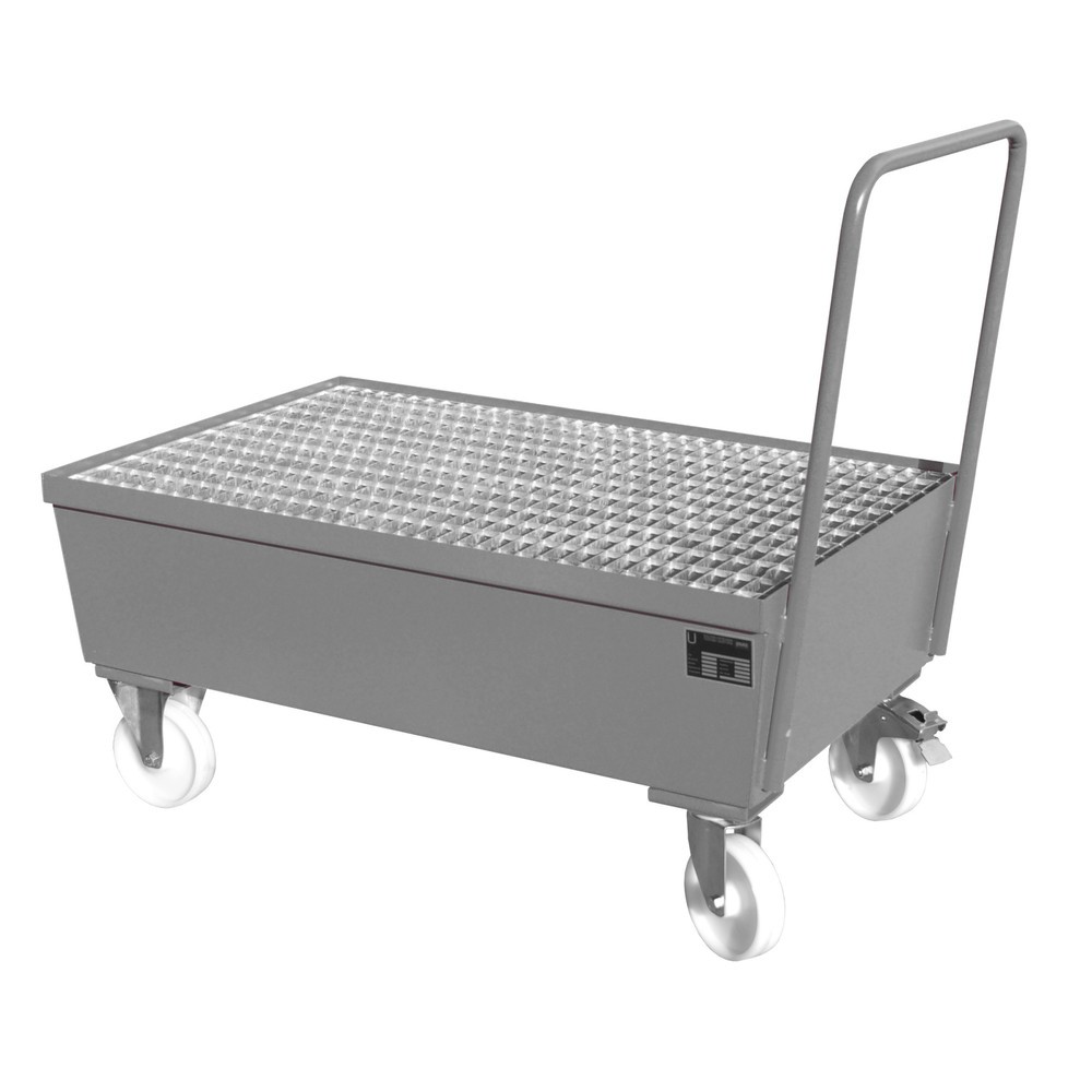 Produktabbildung: Bauer® Auffangwanne, fahrbar, 2x 200 l stehend, Auffangvolumen 225 l, mausgrau
