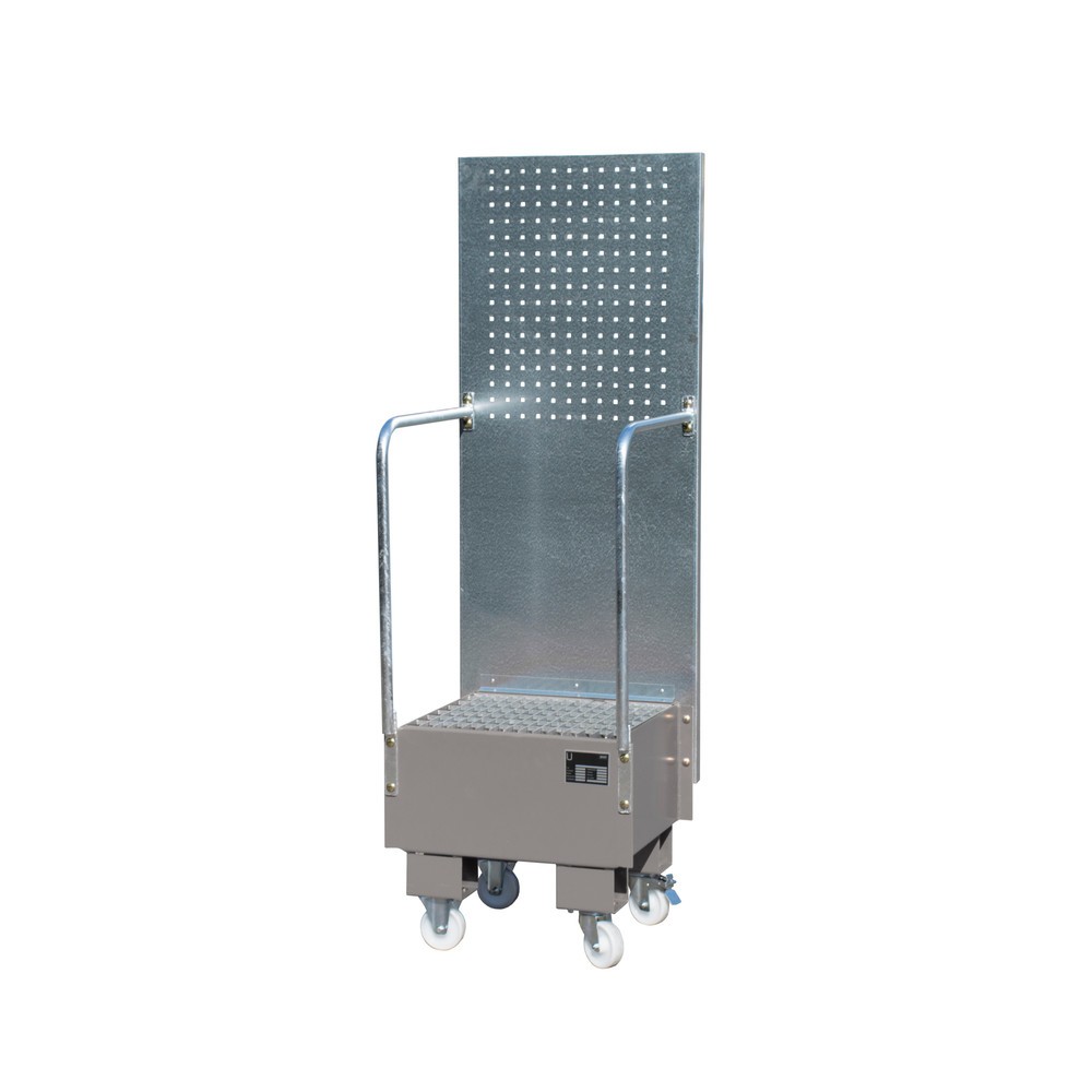 Produktabbildung: Bauer® Auffangwanne mit Lochplatte, 1x 60 l, HxBxT 1.775 x 590 x 1.775 mm, mausgrau