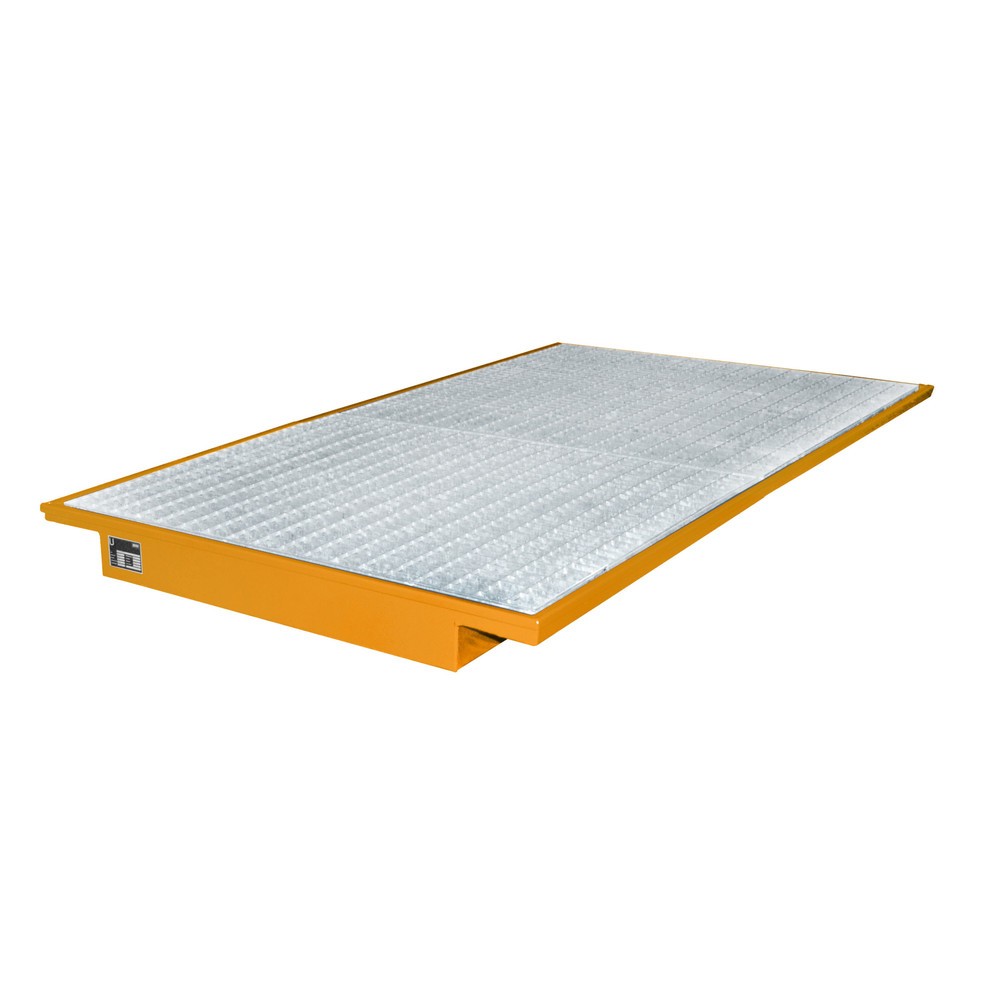 Produktabbildung: Bauer® Einhängewanne aus Stahl, inkl. Gitterrost, für Trägerlänge 2.200 mm, gelborange