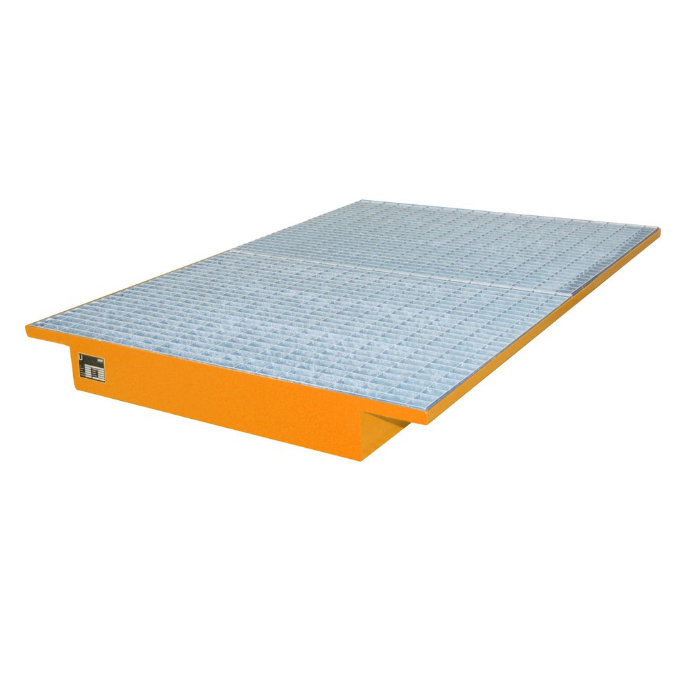 Produktabbildung Nr. 2: Bauer® Einhängewanne aus Stahl, inkl. Gitterrost, für Trägerlänge 1.800 mm, gelborange