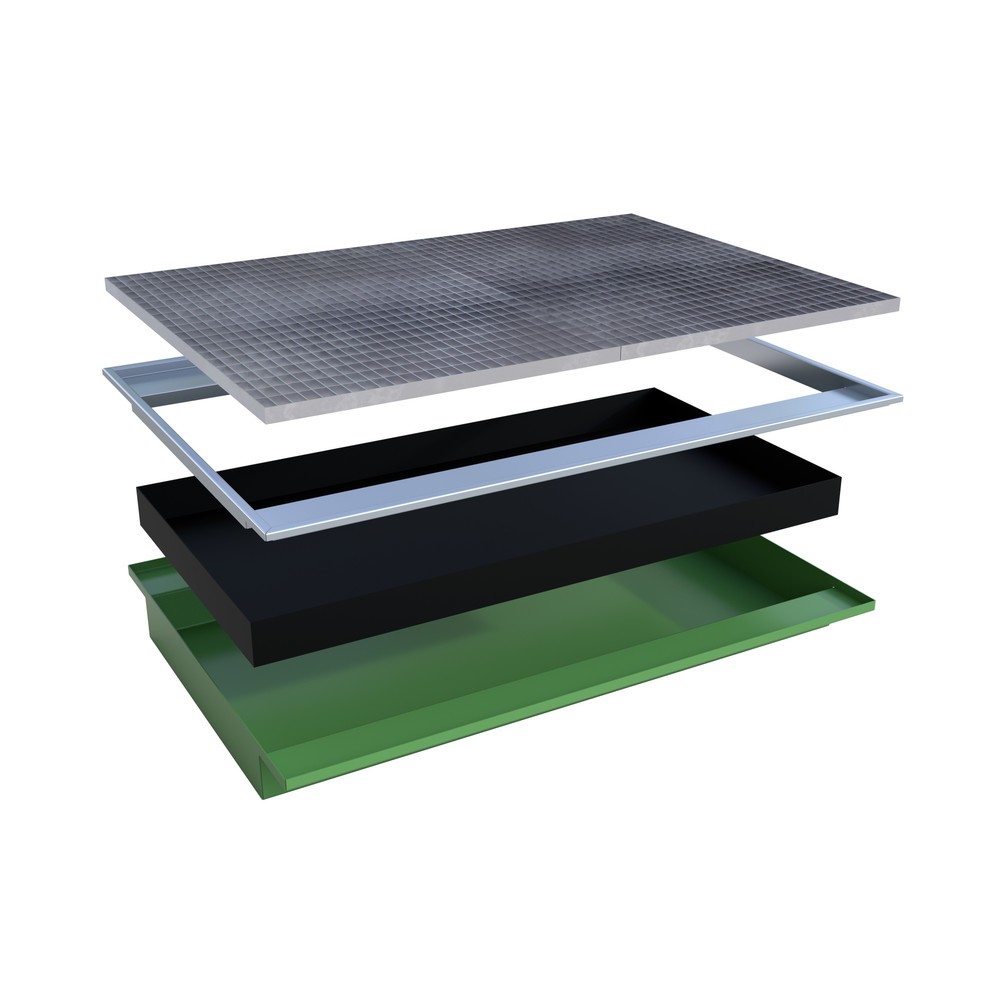 Produktabbildung Nr. 2: Bauer® Einhänge-Auffangwanne aus Stahl mit PE-Einsatz EHW 1800 PE, lackiert, Resedagrün