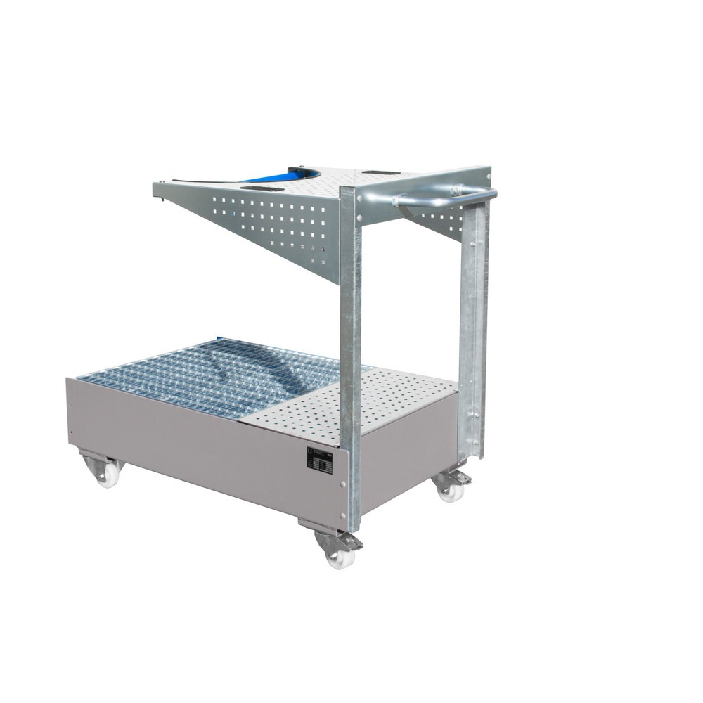 Produktabbildung: Bauer® Fahrbare Auffangwanne LPW, inkl. Lochplattenkonsole u. Haltegurt, mausgrau