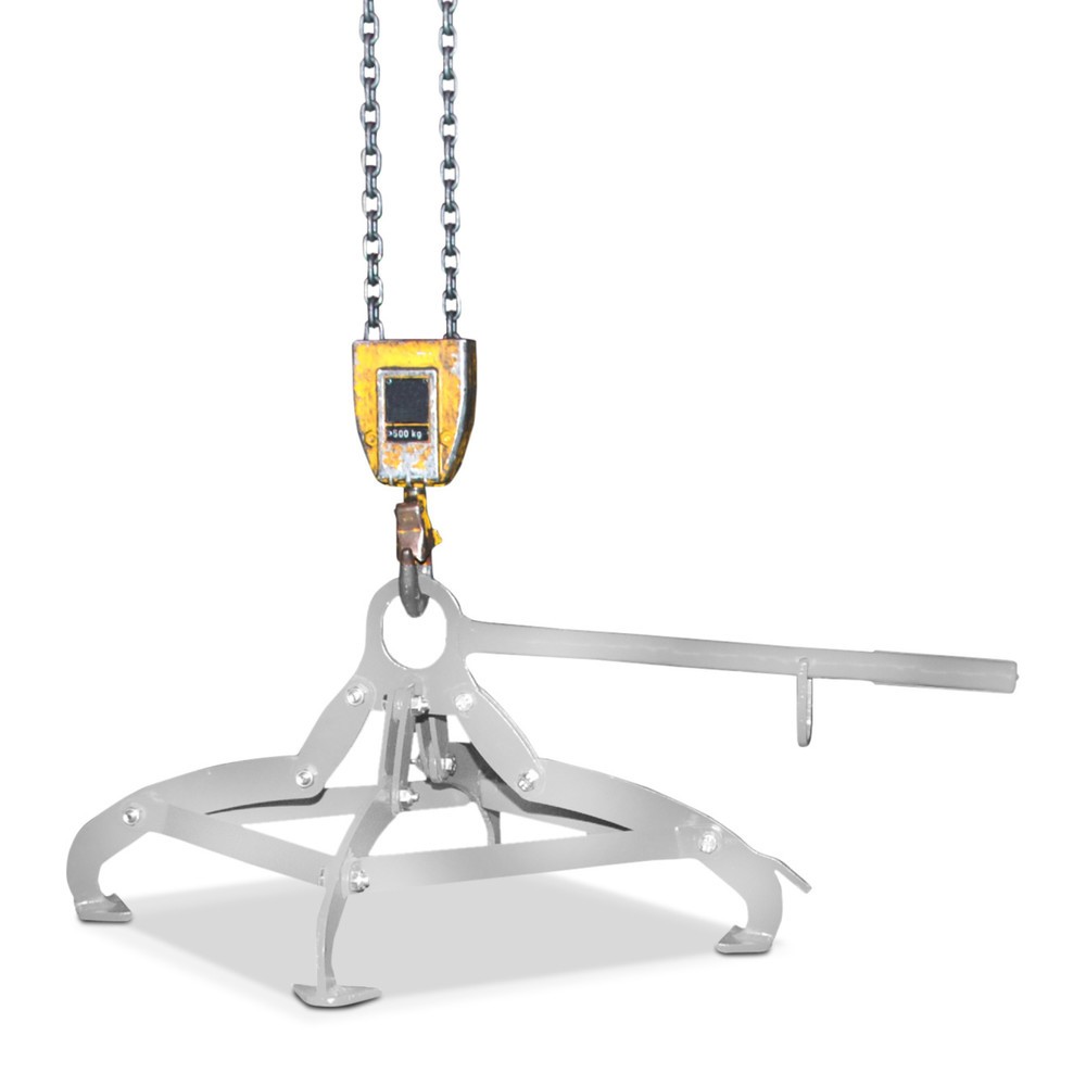 Produktabbildung: Bauer® Fassgreifer, 4-Punkt-Spannsystem, für 200-Liter-Fässer, verzinkt