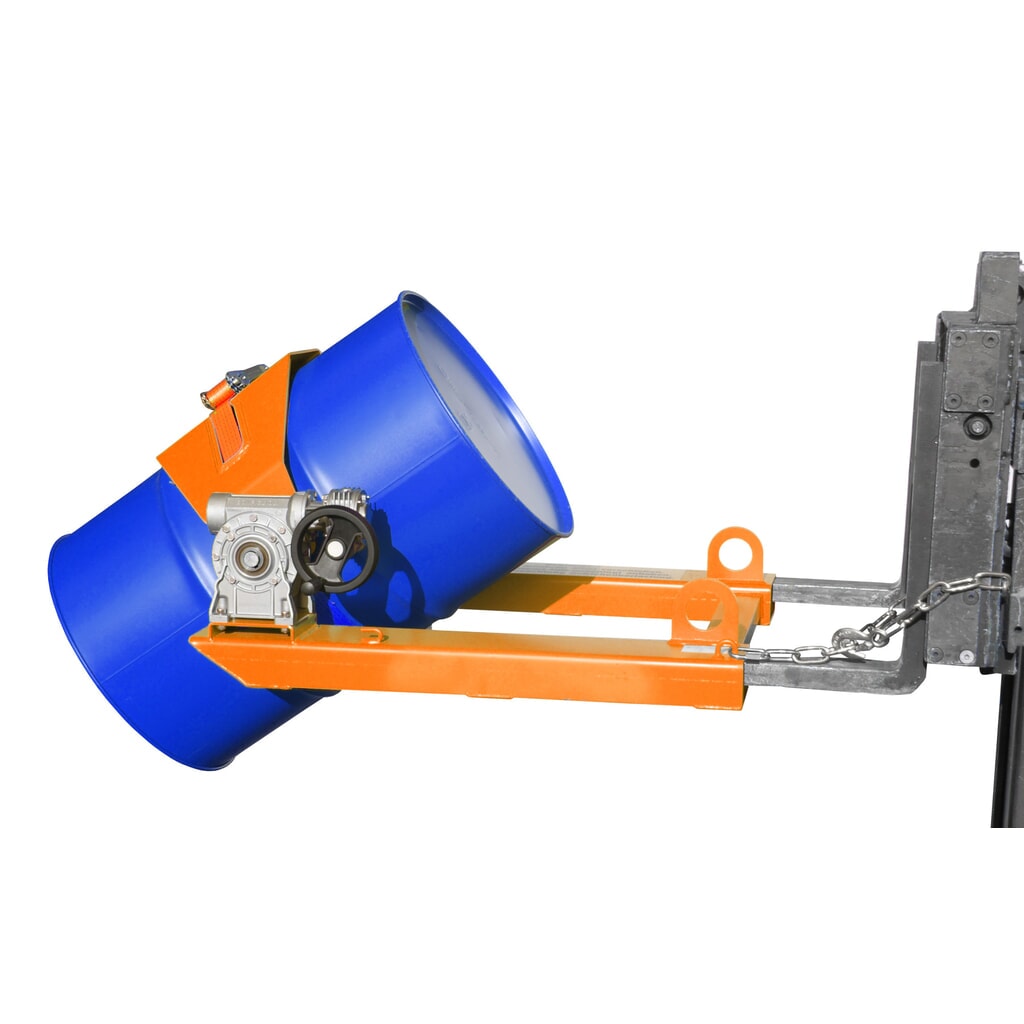 Bauer® Fasskipper, TK 300 kg, für Fass-Ø 350-600 mm, Handkurbel, RAL 2000 gelborange Produktabbildung Nr. 1: Bauer® Fasskipper, TK 300 kg, für Fass-Ø 350-600 mm, Handkurbel, RAL 2000 gelborange