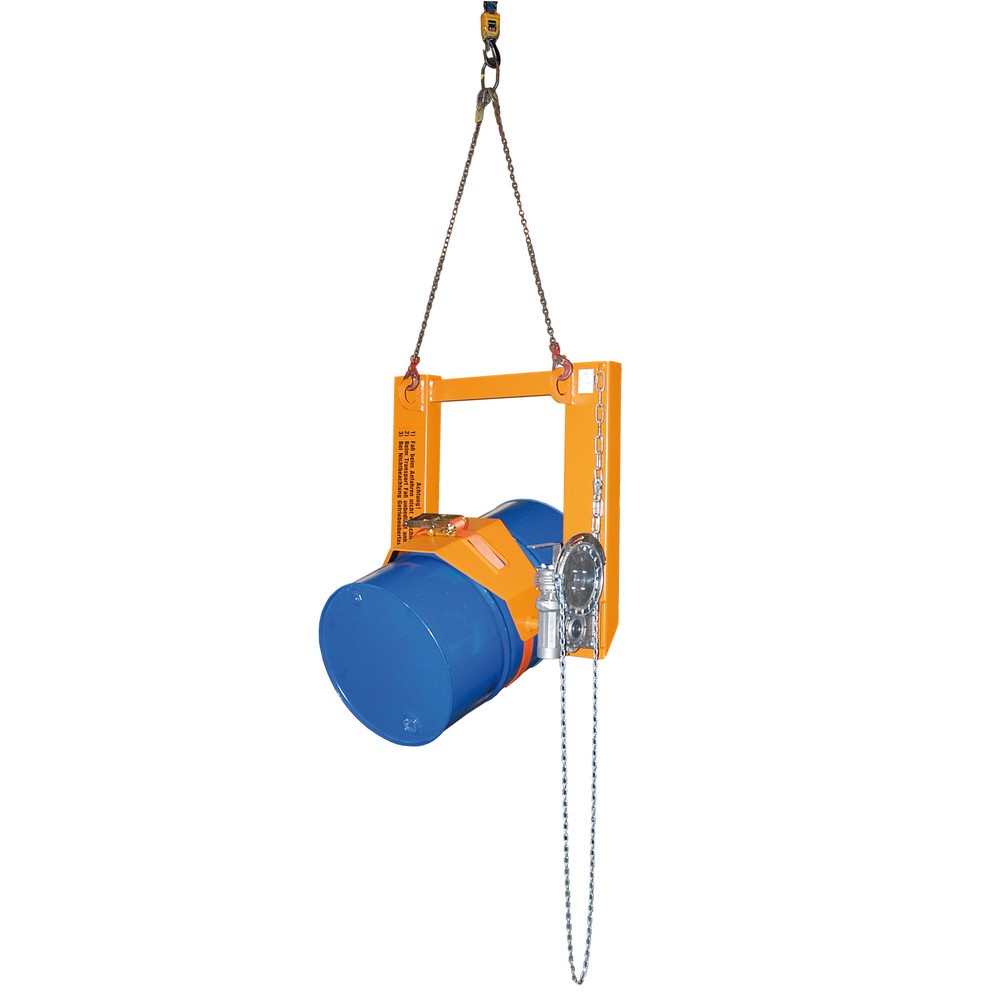 Produktabbildung Nr. 3: Bauer® Fasskipper, TK 300 kg, für Fass-Ø 350-600 mm, Endloskette, RAL 2000 gelborange