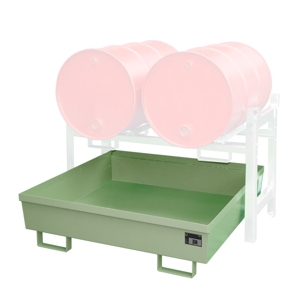 Produktabbildung: Bauer® Fassregal-Auffangwanne FRA-2, lackiert, Resedagrün