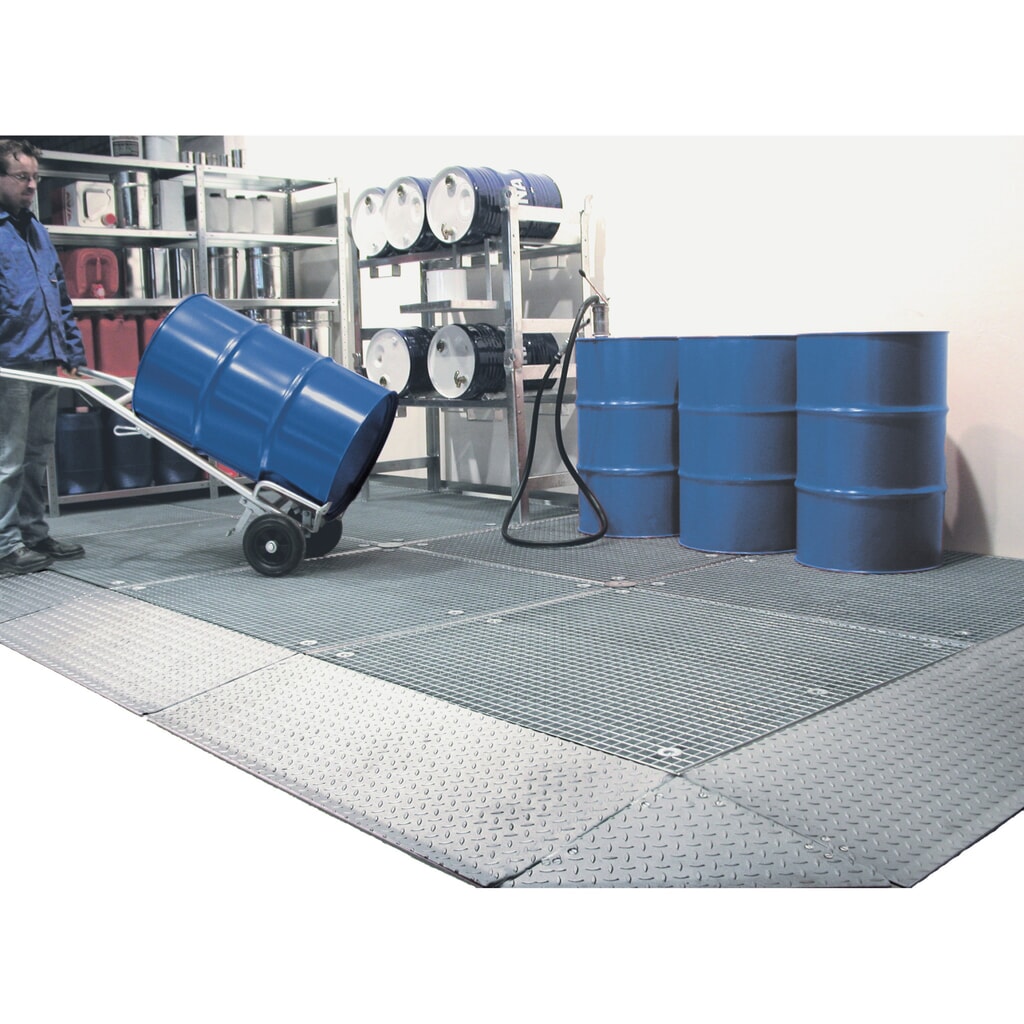 Bauer® Flach-Auffangwanne aus Stahl, HxBxT 78 x 1.350 x 1.350 mm Produktabbildung: Bauer® Flach-Auffangwanne aus Stahl, HxBxT 78 x 1.350 x 1.350 mm