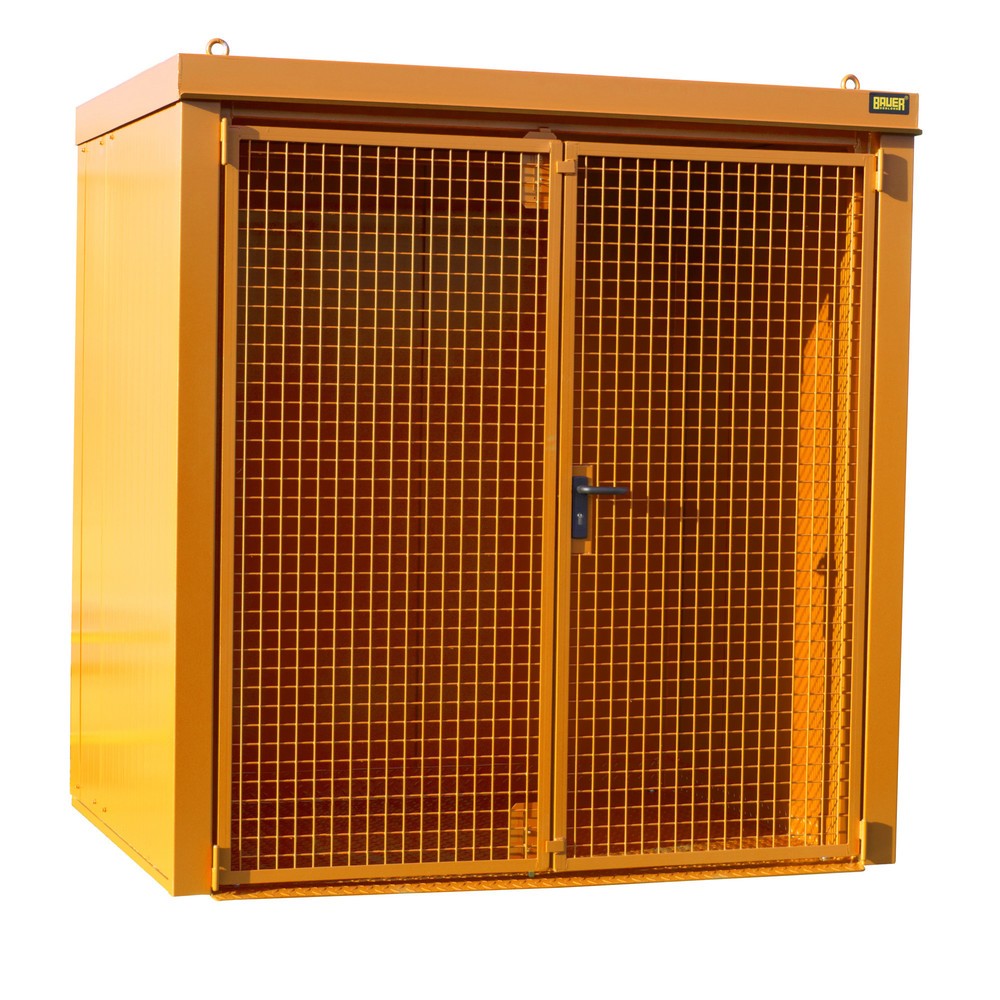 Produktabbildung: Bauer® Gasflaschen-Container GFC-B, feuerbeständig, für max. 35 Flaschen, gelborange