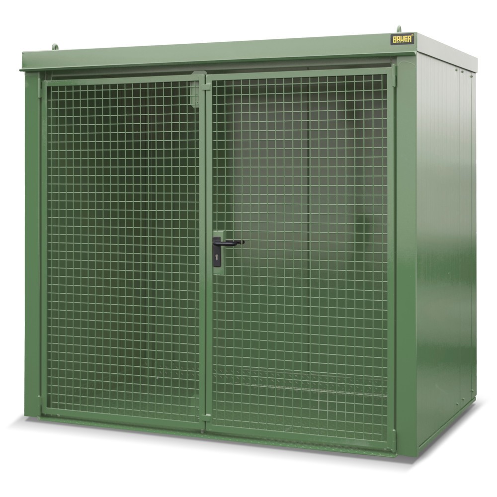 Produktabbildung: Bauer® Gasflaschen-Container GFC-B, feuerbeständig, für max. 45 Flaschen, resedagrün