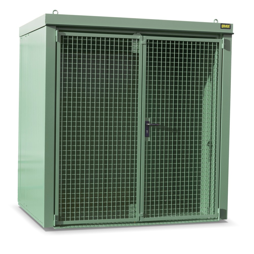 Produktabbildung: Bauer® Gasflaschen-Container GFC-B, feuerbeständig, für max. 35 Flaschen, resedagrün