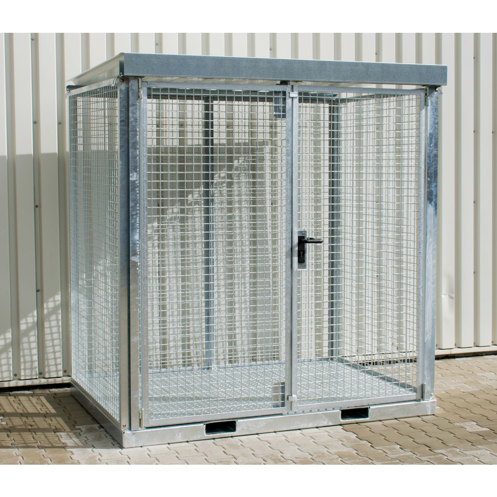 Produktabbildung: Bauer® Gasflaschen-Container, mit Staplertaschen, max. 45 Gasflaschen, Tränenblechboden