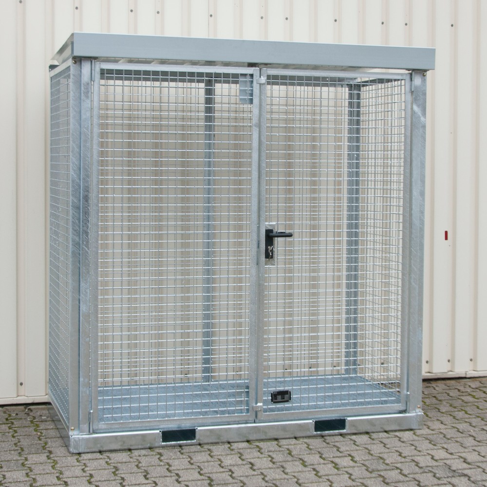 Produktabbildung: Bauer® Gasflaschen-Container, mit Staplertaschen, max. 32 Gasflaschen, Gitterrostboden