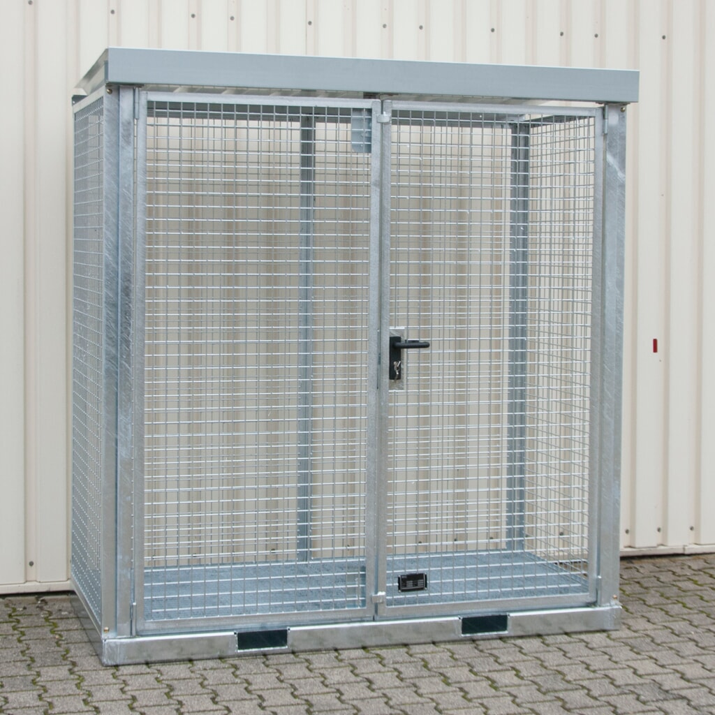 Bauer® Gasflaschen-Container, mit Staplertaschen, max. 32 Gasflaschen, Gitterrostboden Produktabbildung: Bauer® Gasflaschen-Container, mit Staplertaschen, max. 32 Gasflaschen, Gitterrostboden