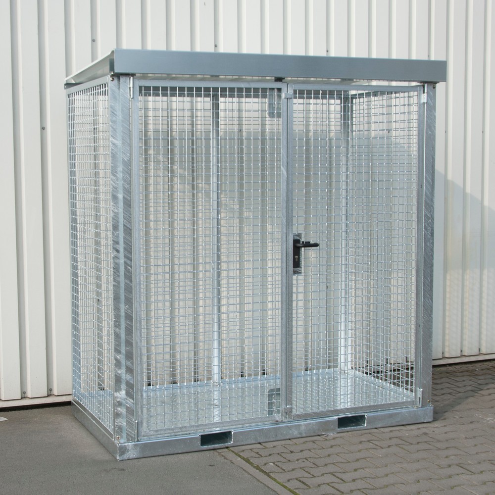 Produktabbildung: Bauer® Gasflaschen-Container, mit Staplertaschen, max. 32 Gasflaschen, Tränenblechboden