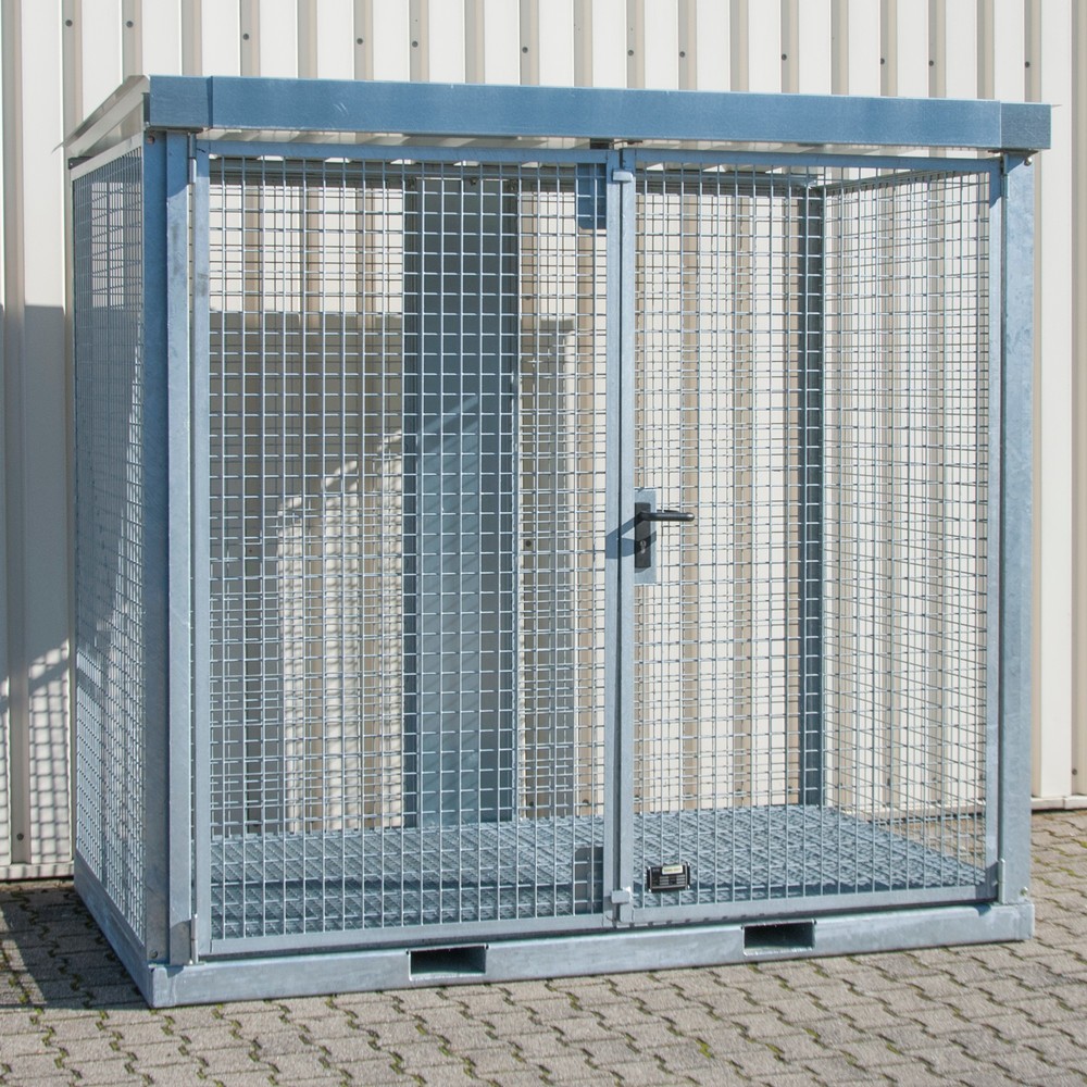 Produktabbildung: Bauer® Gasflaschen-Container, mit Staplertaschen, max. 60 Gasflaschen, Gitterrostboden