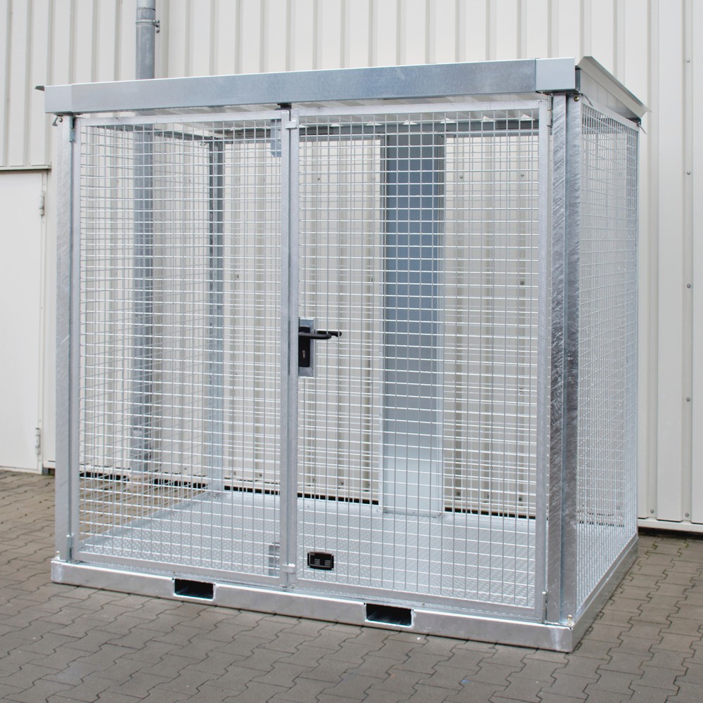 Produktabbildung: Bauer® Gasflaschen-Container, mit Staplertaschen, max. 60 Gasflaschen, Tränenblechboden