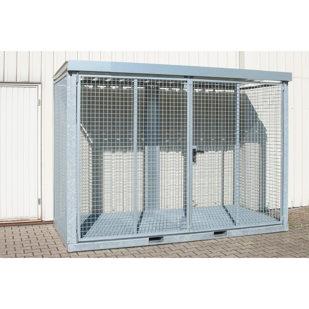Produktabbildung: Bauer® Gasflaschen-Container, mit Staplertaschen, max. 78 Gasflaschen, Gitterrostboden