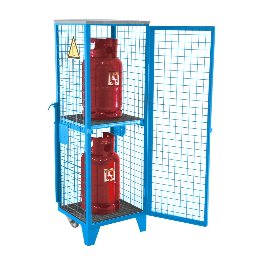 Produktabbildung: Bauer® Gasflaschen-Gitterschrank, 1-türig, Sockelfüße/Räder, HxBxT 1.580 x 520 x 500 mm