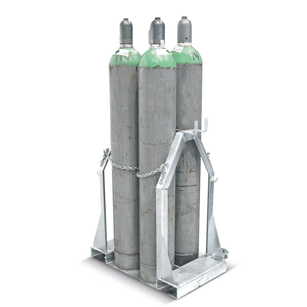 Bauer® Gasflaschenpalette mit Sicherungskette, für 4 Gasflaschen à Ø 250 mm Produktabbildung: Bauer® Gasflaschenpalette mit Sicherungskette, für 4 Gasflaschen à Ø 250 mm