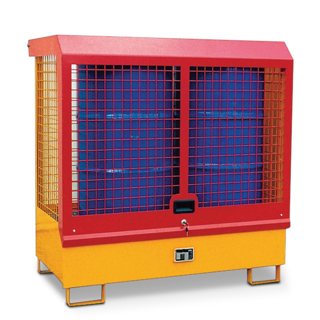 Bauer® Gefahrstoff-Depot für den Innenbereich, Haube und Wände aus Gitter, lackiert, gelborange Produktabbildung: Bauer® Gefahrstoff-Depot für den Innenbereich, Haube und Wände aus Gitter, lackiert, gelborange