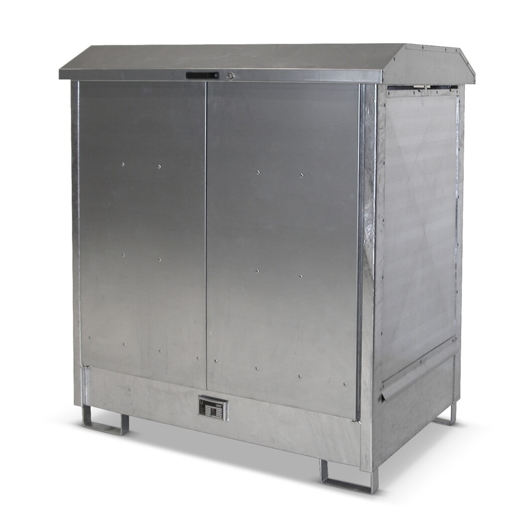 Bauer® Gefahrstoff-Depot GD-N, inkl. Auffangwanne für 2x 200 l, HxBxT 1.610 x 1.440 x 1.015 mm Produktabbildung: Bauer® Gefahrstoff-Depot GD-N, inkl. Auffangwanne für 2x 200 l, HxBxT 1.610 x 1.440 x 1.015 mm
