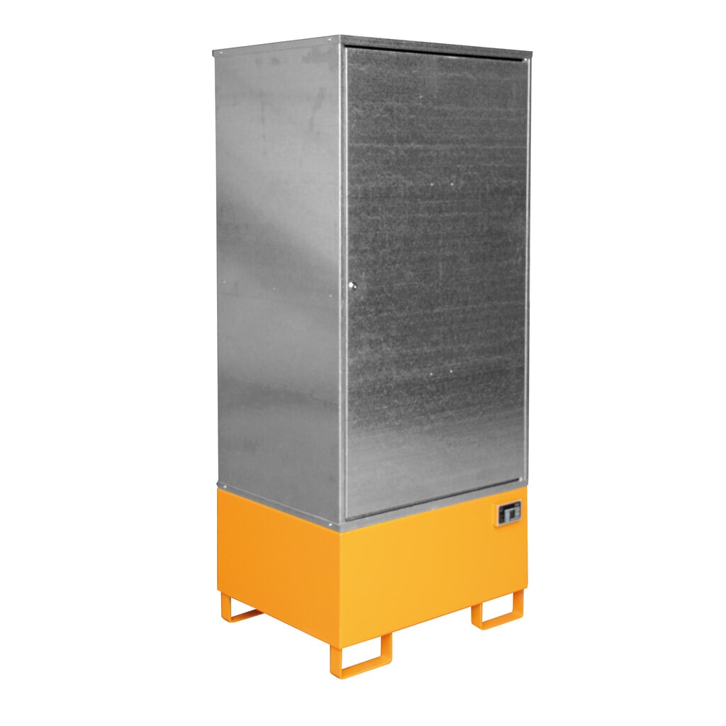 Produktabbildung: Bauer® Umweltschrank mit StawaR-Bodenwanne GS-1, für 1 x 200-Liter-Fass, lackiert, Gelborange
