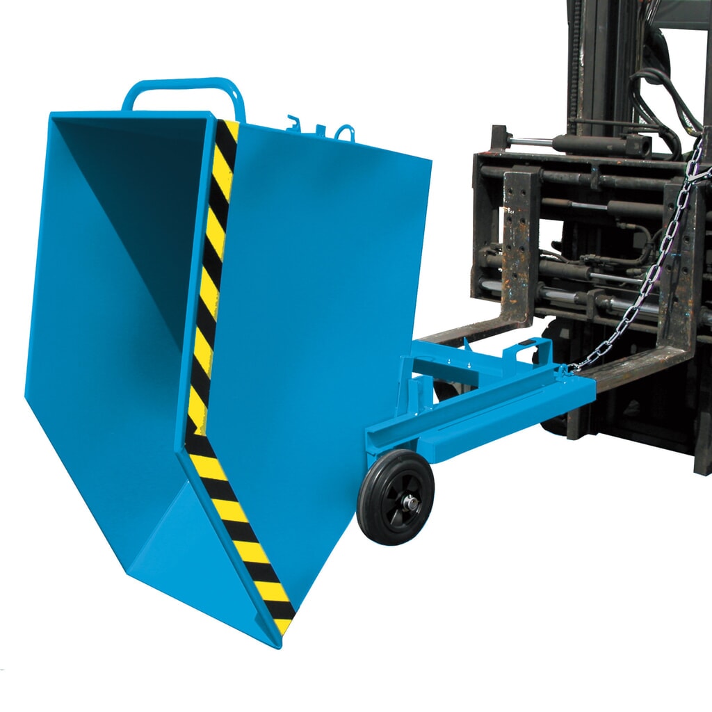 Bauer® Kastenwagen kippbar, mit Fahrwerk + Gabeltaschen, Volumen 1 m³, RAL 7005 mausgrau Produktabbildung Nr. 7: Bauer® Kastenwagen kippbar, mit Fahrwerk + Gabeltaschen, Volumen 1 m³, RAL 7005 mausgrau
