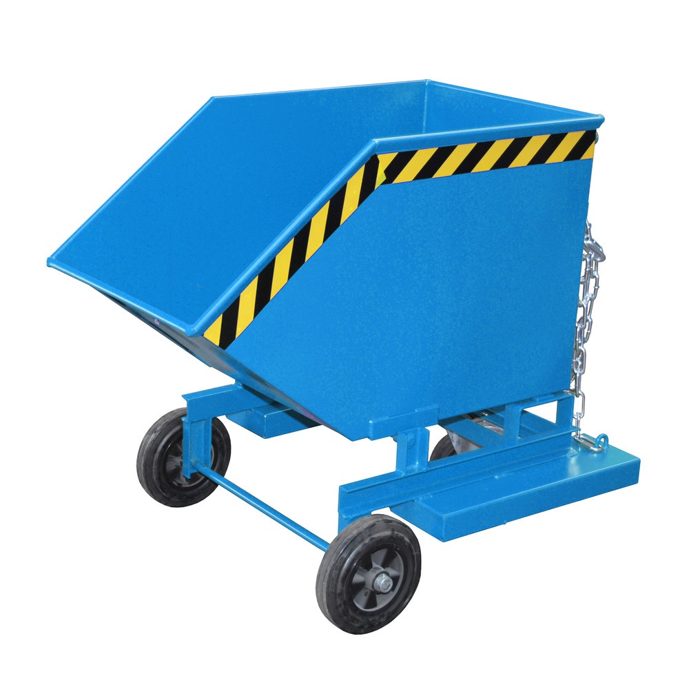 Produktabbildung: Bauer® Kastenwagen kippbar, mit Fahrwerk + Gabeltaschen, Volumen 0,25 m³, RAL 5012 lichtblau