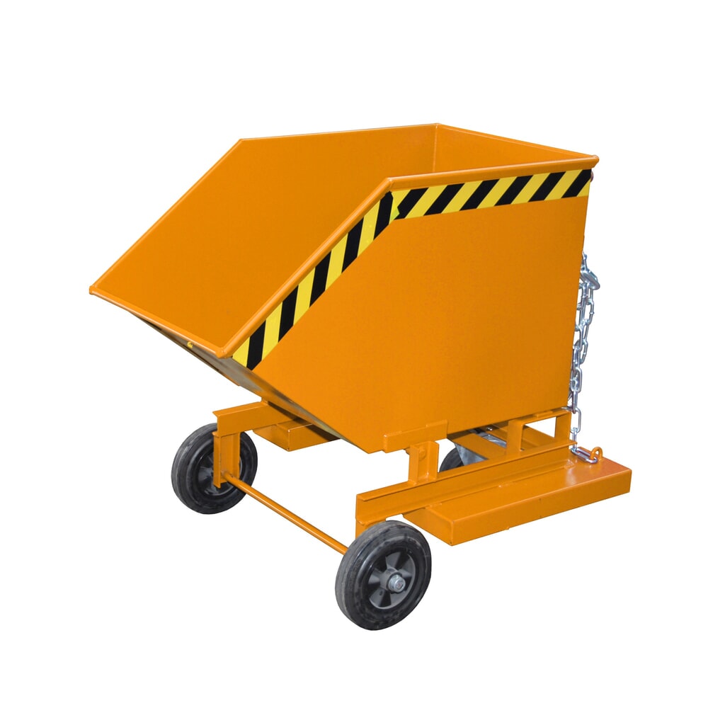 Bauer® Kastenwagen kippbar, mit Fahrwerk + Gabeltaschen, Volumen 1 m³, RAL 7005 mausgrau Produktabbildung Nr. 3: Bauer® Kastenwagen kippbar, mit Fahrwerk + Gabeltaschen, Volumen 1 m³, RAL 7005 mausgrau