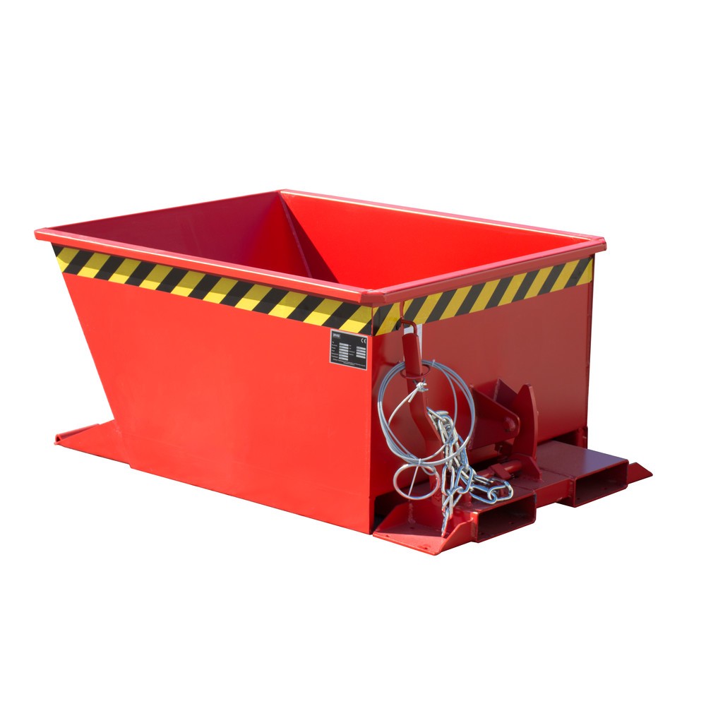 Produktabbildung: Bauer® Kippbehälter für Routenzüge, lackiert, Volumen 0,3 m³, RAL 3000 feuerrot
