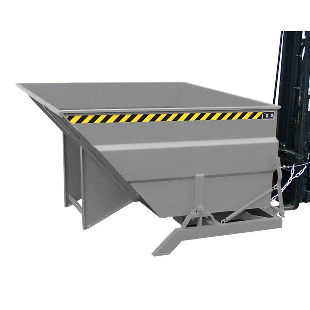 Bauer® Kippbehälter, großvolumige Bauform, lackiert, Volumen 3 m³, RAL 2000 gelborange Produktabbildung Nr. 2: Bauer® Kippbehälter, großvolumige Bauform, lackiert, Volumen 3 m³, RAL 2000 gelborange
