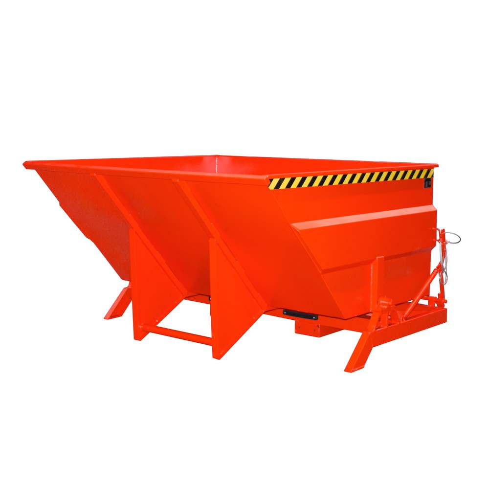 Produktabbildung: Bauer® Kippbehälter, großvolumige Bauform, lackiert, Volumen 3 m³, RAL 3000 feuerrot