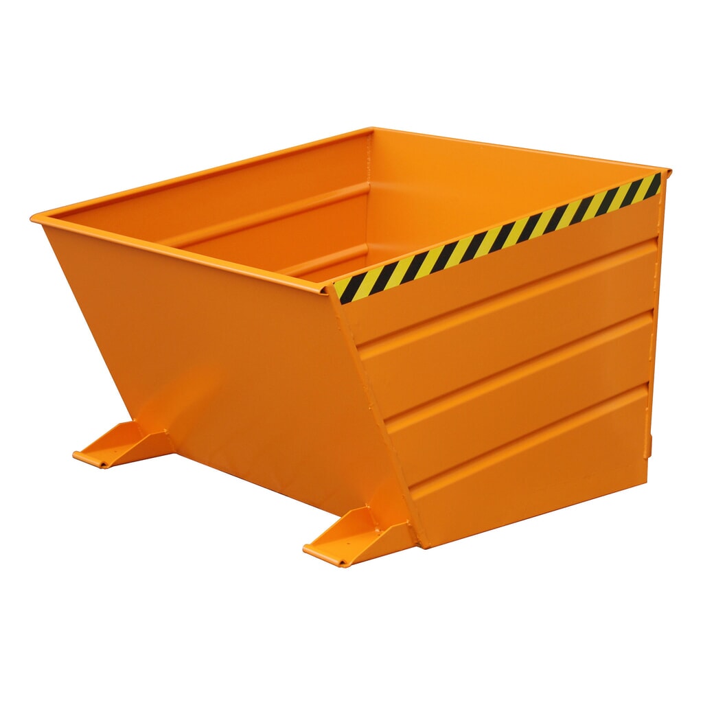 Bauer® Kippbehälter kompakt, lackiert, Volumen 1 m³, RAL 2000 gelborange Produktabbildung: Bauer® Kippbehälter kompakt, lackiert, Volumen 1 m³, RAL 2000 gelborange