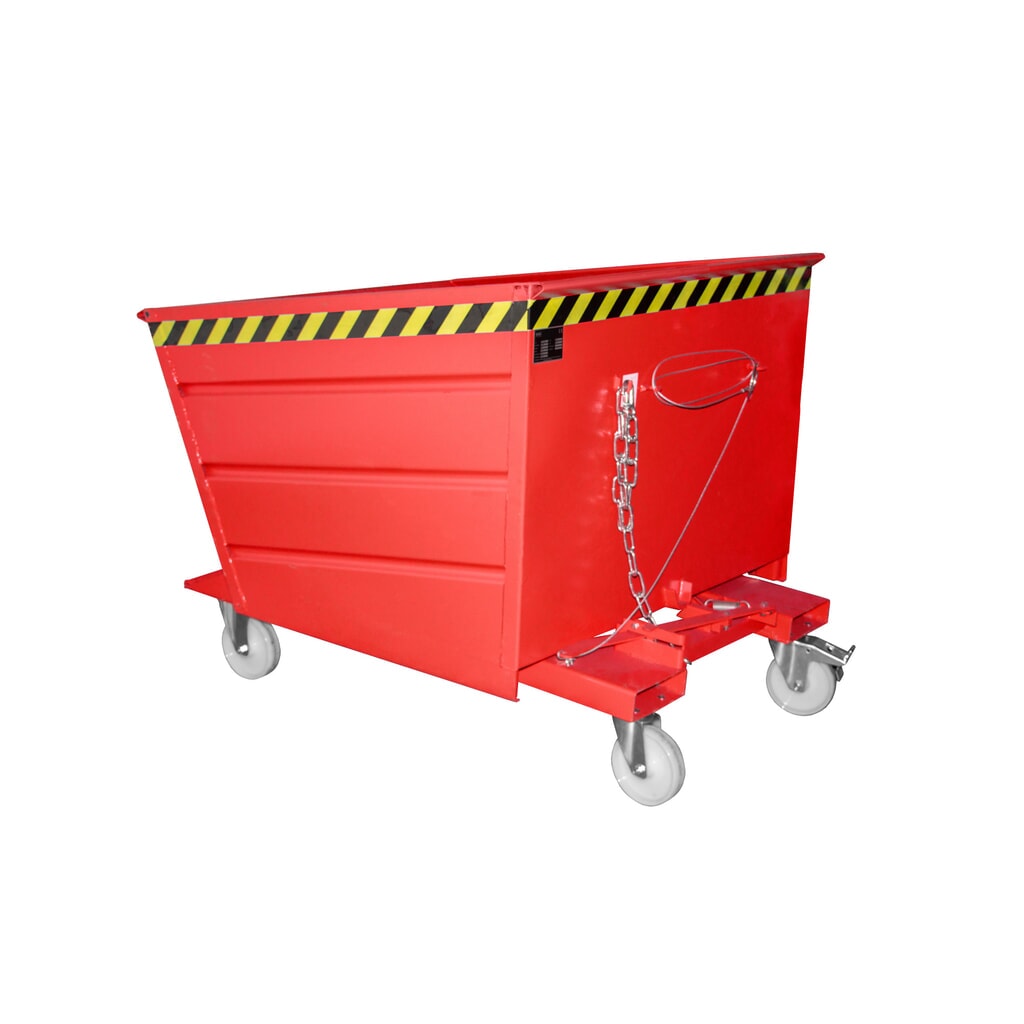 Bauer® Kippbehälter kompakt, lackiert, Volumen 1 m³, RAL 3000 feuerrot Produktabbildung: Bauer® Kippbehälter kompakt, lackiert, Volumen 1 m³, RAL 3000 feuerrot