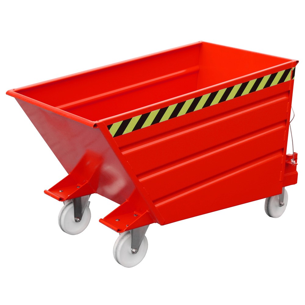 Produktabbildung: Bauer® Kippbehälter kompakt, lackiert, Volumen 0,5 m³, RAL 3000 feuerrot