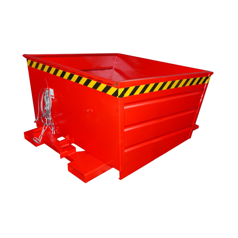Produktabbildung: Bauer® Kippbehälter kompakt, lackiert, Volumen 0,8 m³, RAL 3000 feuerrot