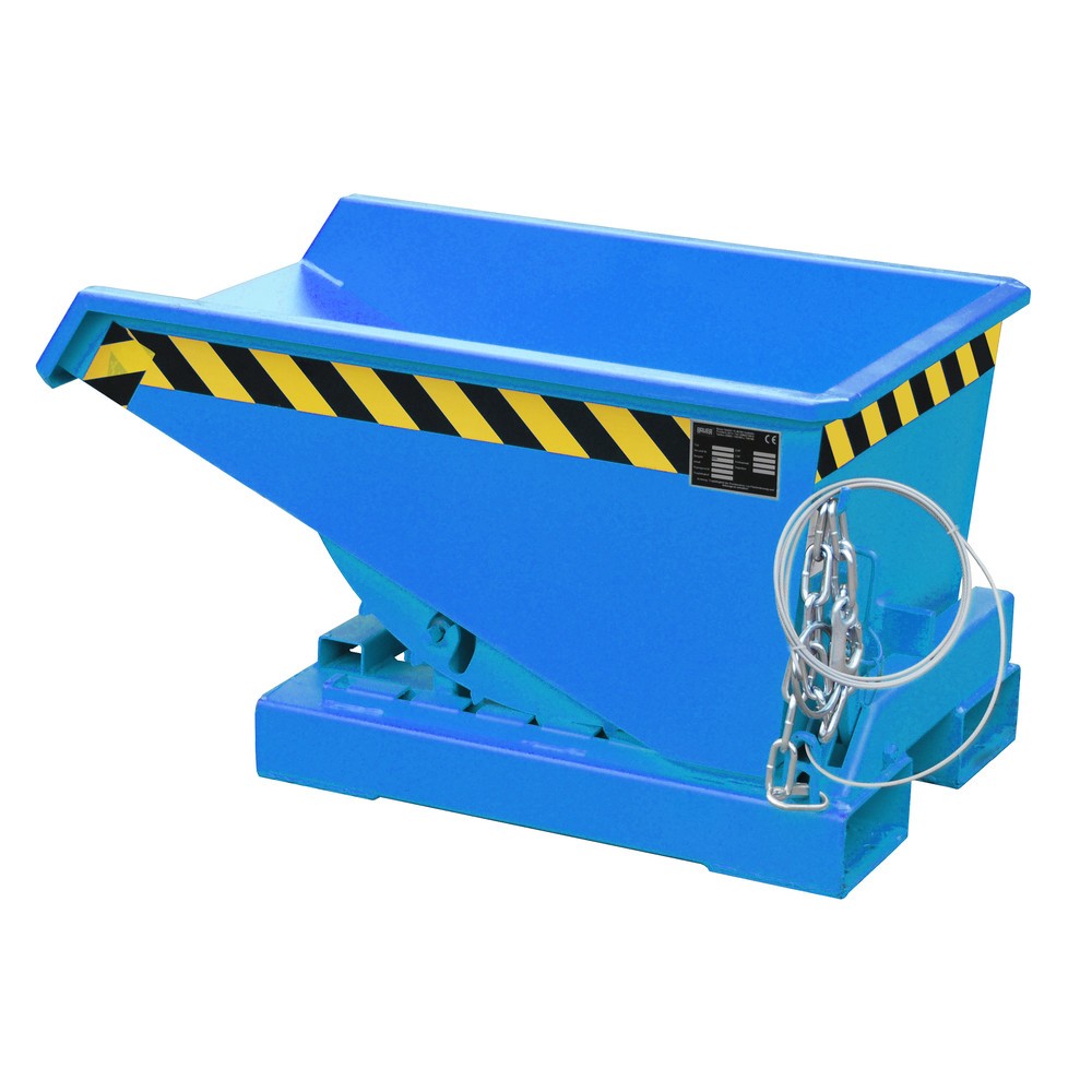 Produktabbildung: Bauer® Kippbehälter mit Abrollmechanik, lackiert, Volumen 0,15 m³, RAL 5012 lichtblau